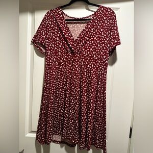 SHEIN Red Casual V-Neck Sundress